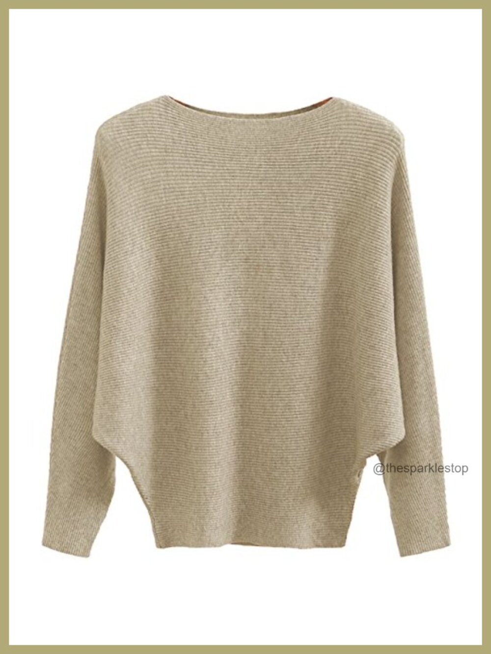 Oversized Ribbed Knit Boat Neck Batwing Dolman Sweater Pullover